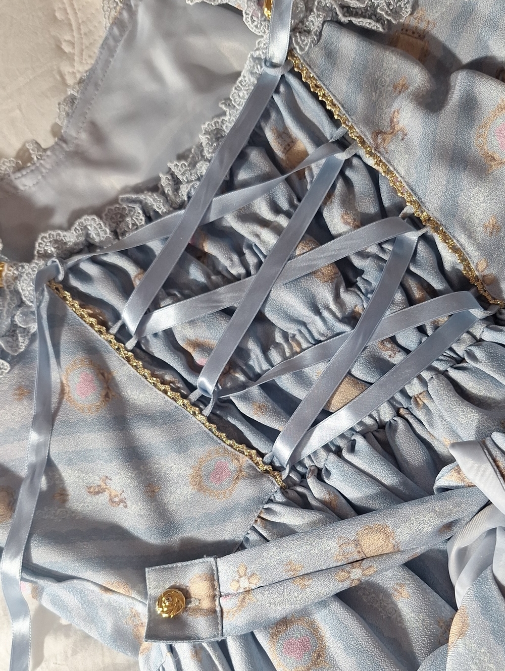 Angelic Pretty Sax Blue Horse & Carriage Pearl JSK | Old School Sweet Lolita 💙 - Picture 15 of 16